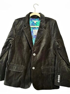 Isaac Mizrahi velvet Blk floral lined Sz. 12